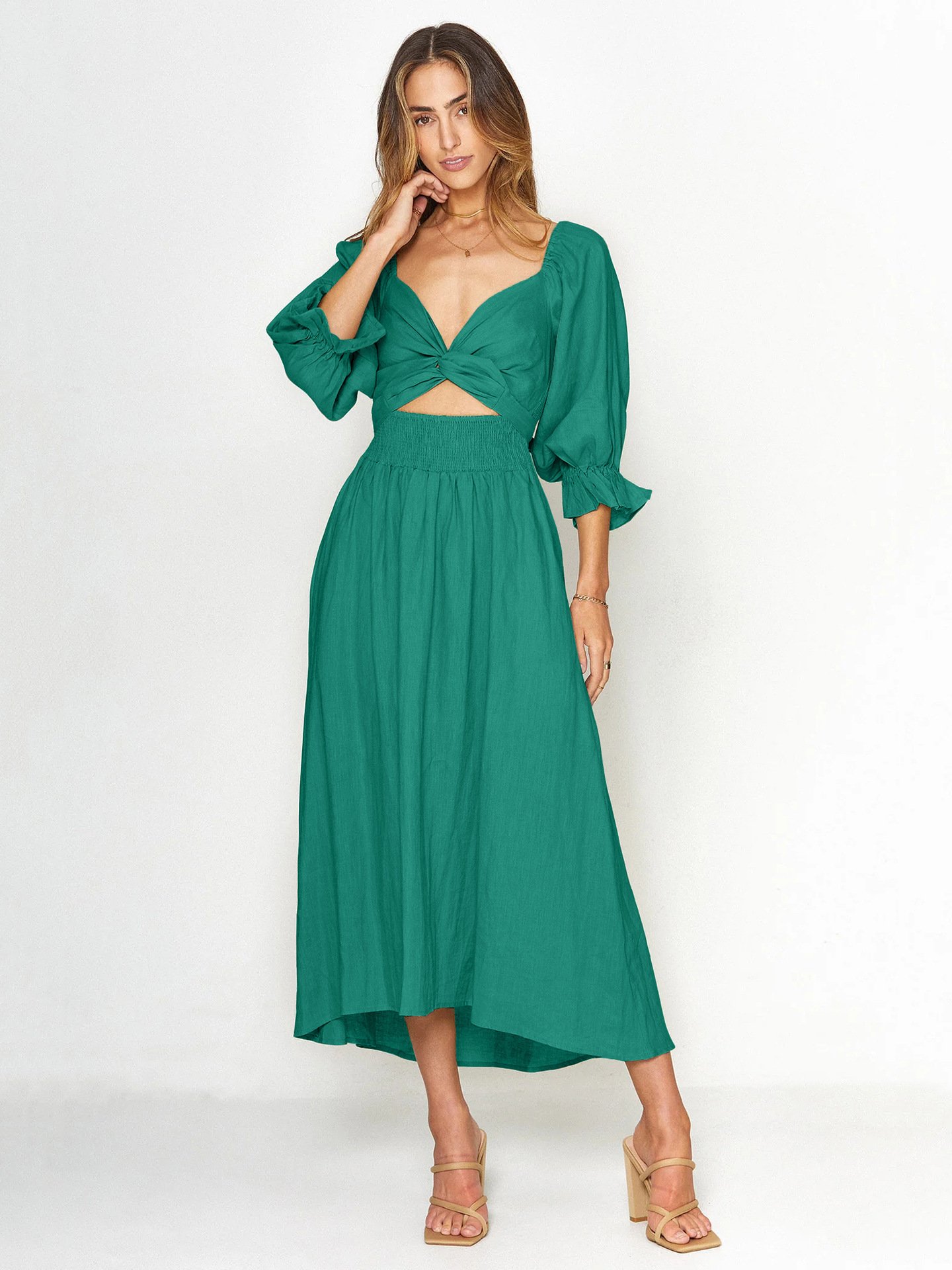 🏖️FRENCH RUFFLED LANTERN SLEEVES MULTI-WEAR DRESS🔥HOT SALE 49% OFF