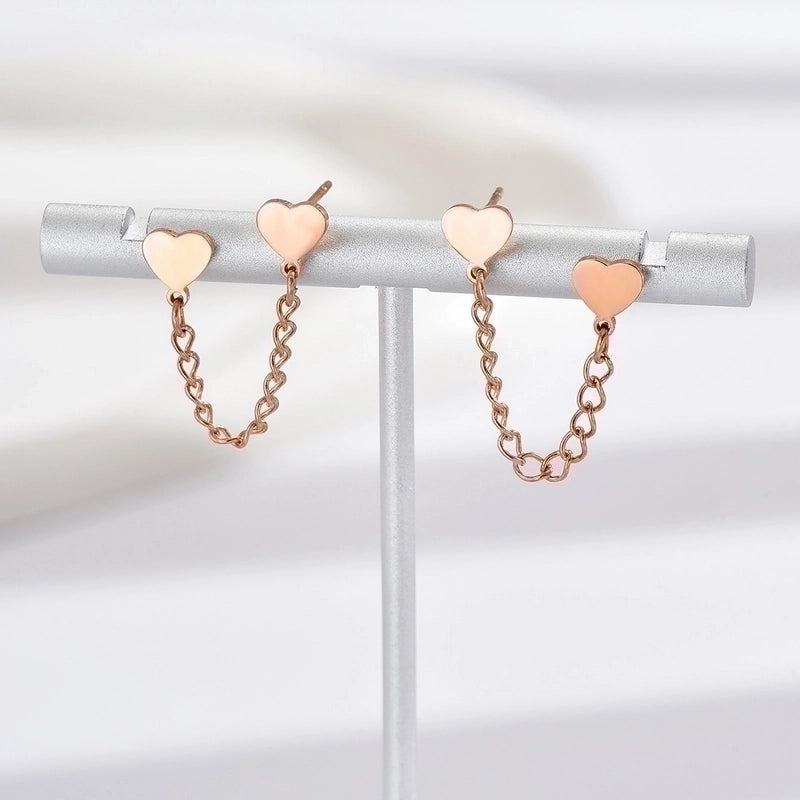 1 Pair Minimalist Heart Shape Plating 304 Stainless Steel 14K Gold Plated Rose Gold Plated Earrings