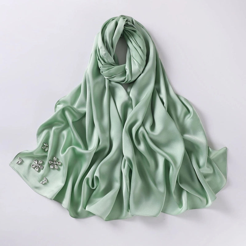 Women's Minimalist Solid Color Flower Chiffon Diamond Kerchief