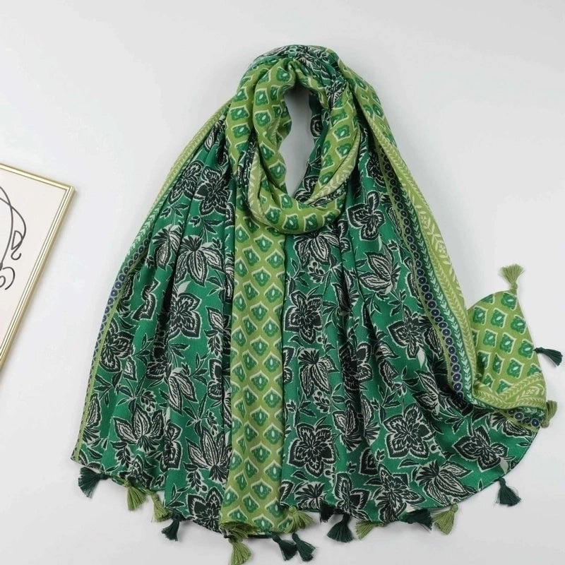 Women's Vacation Flower Polyester Scarf