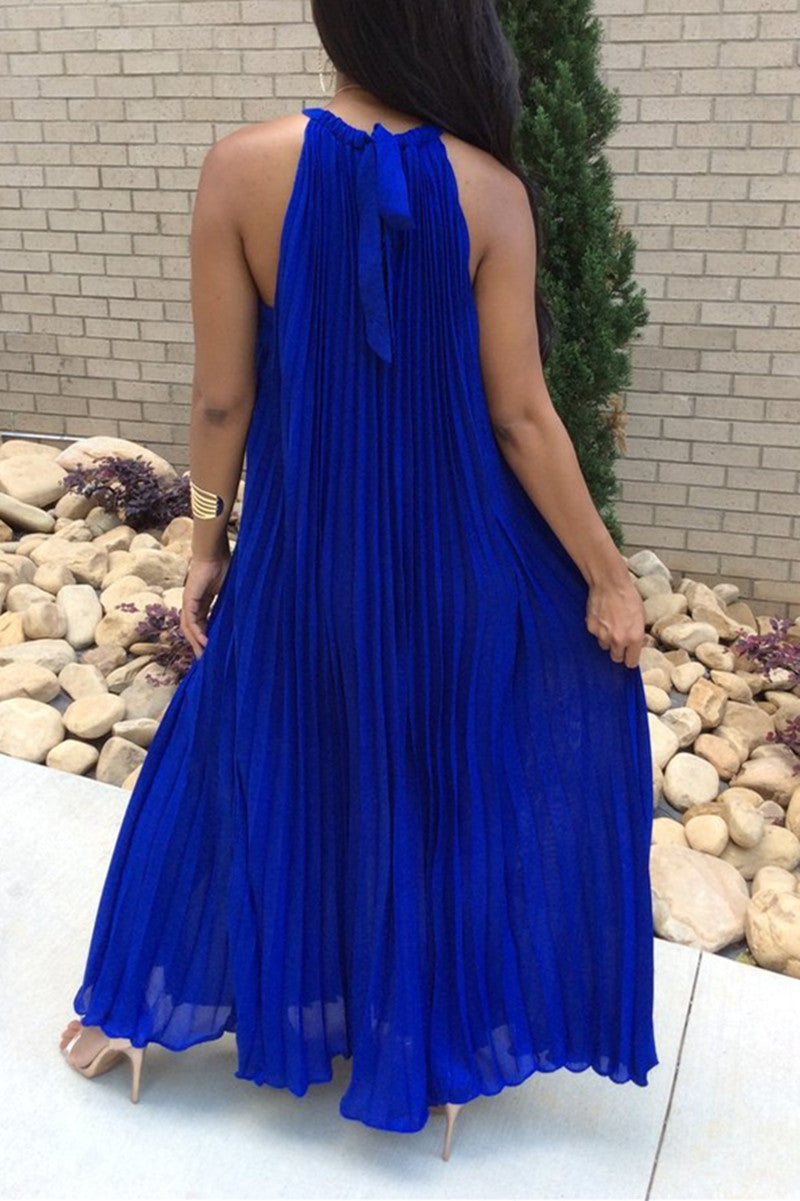 Fashion Sexy Sleeveless Loose Pleated Dress