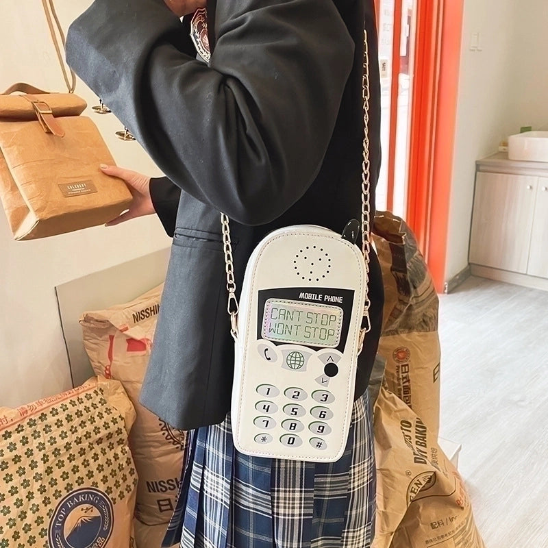 Small Pu Leather Vintage Style Fashion Girl Chain Bag Mobile Phone Bag Pu Leather Crossbody Bag