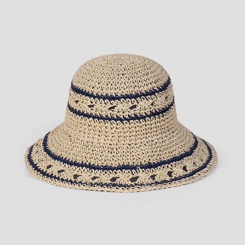 Women's Hawaiian Vacation Geometric Wide Eaves Straw Hat