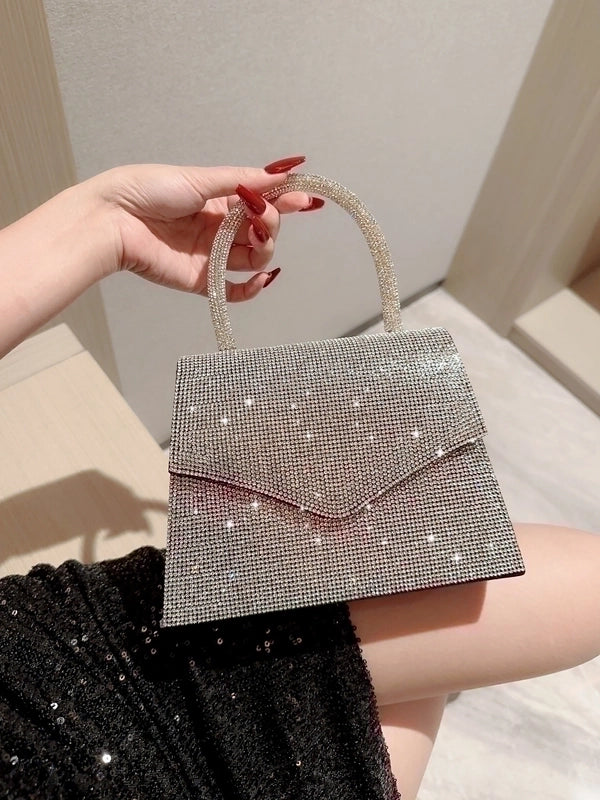 Silver Polyester Solid Color Evening Bags