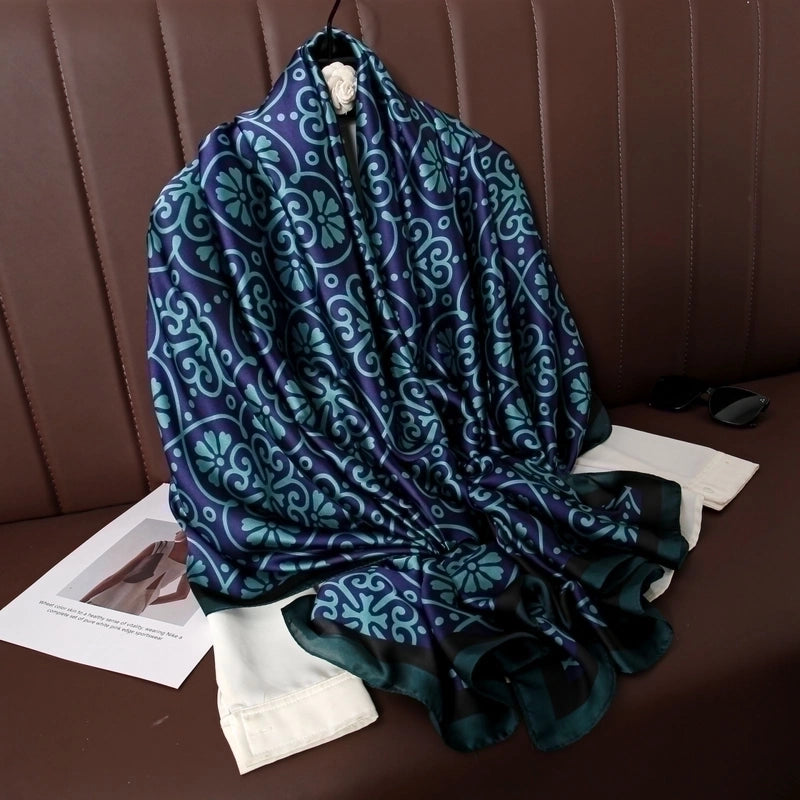 Women's Lady Leopard Satin Printing Shawl