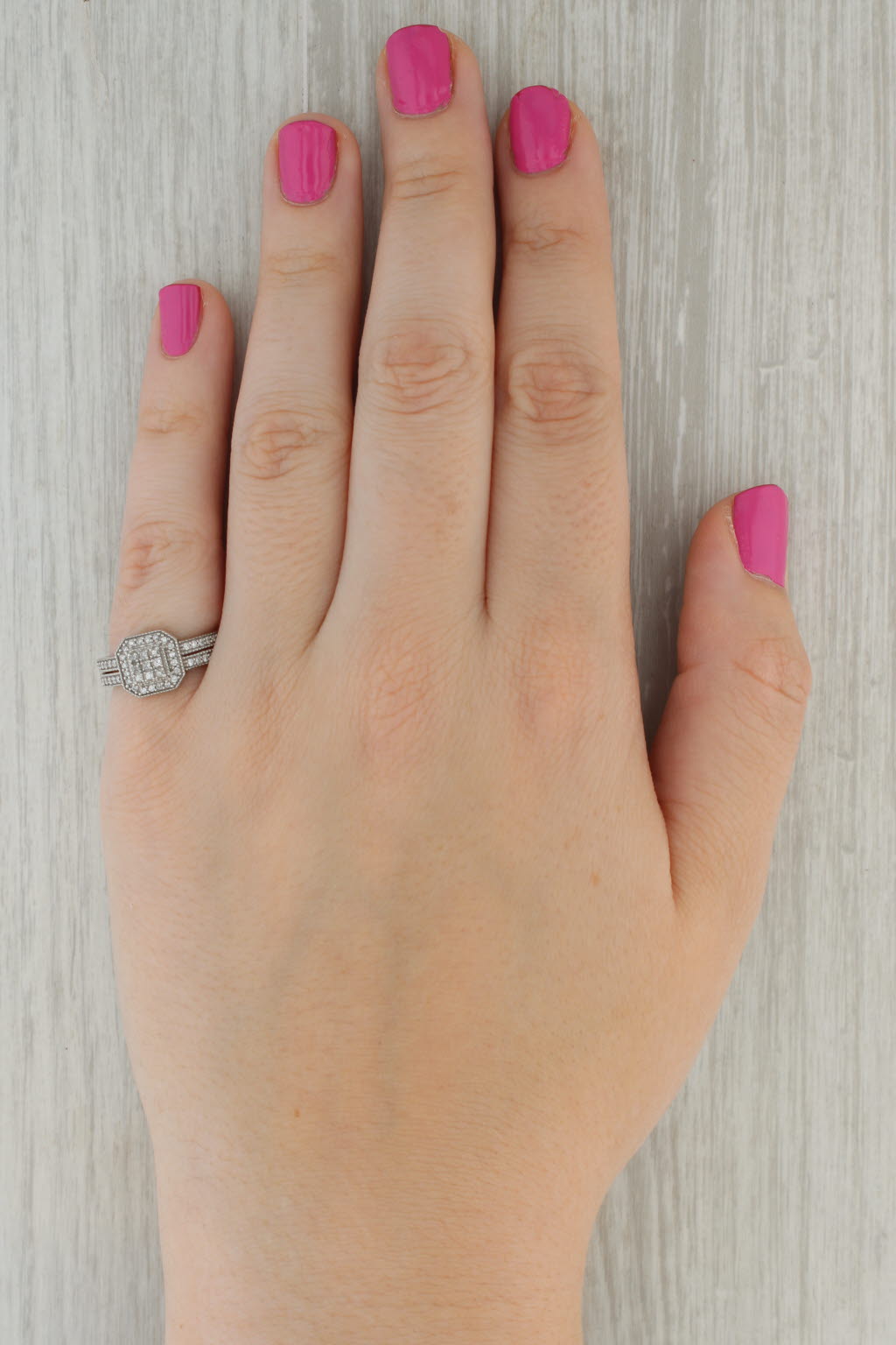 0.35ctw Diamond Pave 14k White Gold Square Halo Ring