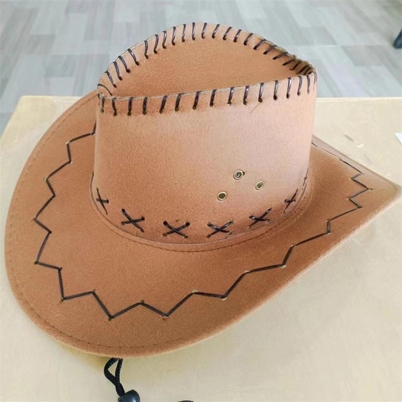 New Fashion Chicken Skin Deerskin Velvet Knight Western Cowboy Hat Camouflage Cloth Hat Travel Sun Hat Straw Hat