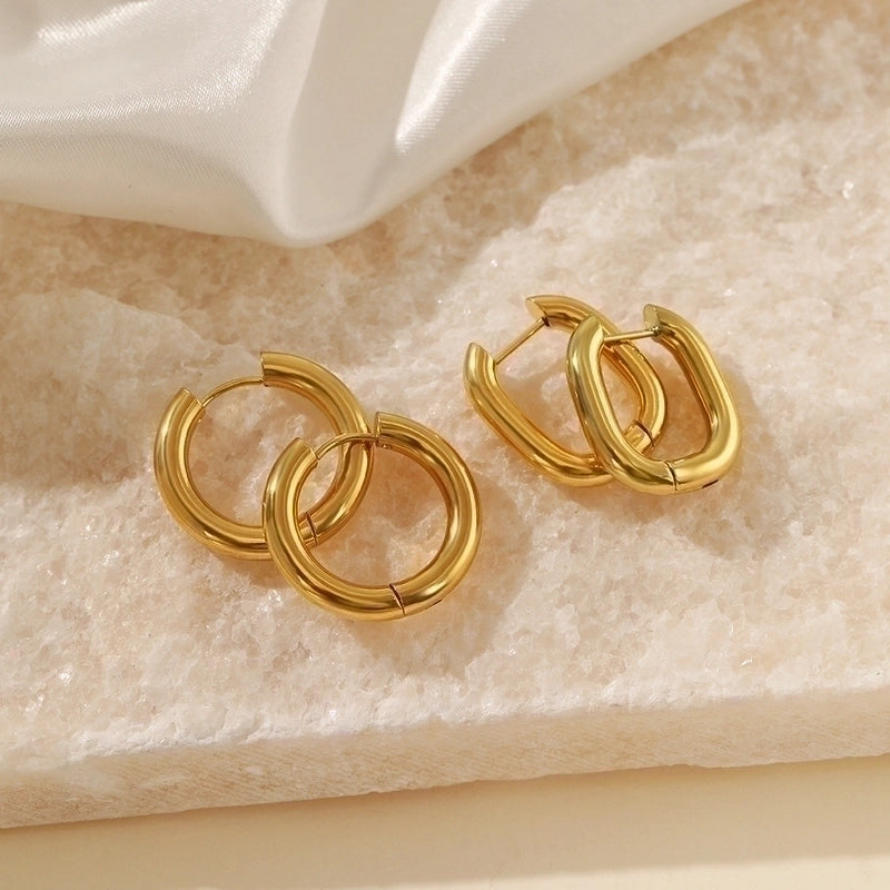 1 Pair Minimalist Circle Plating 304 Stainless Steel Stainless Steel Earrings