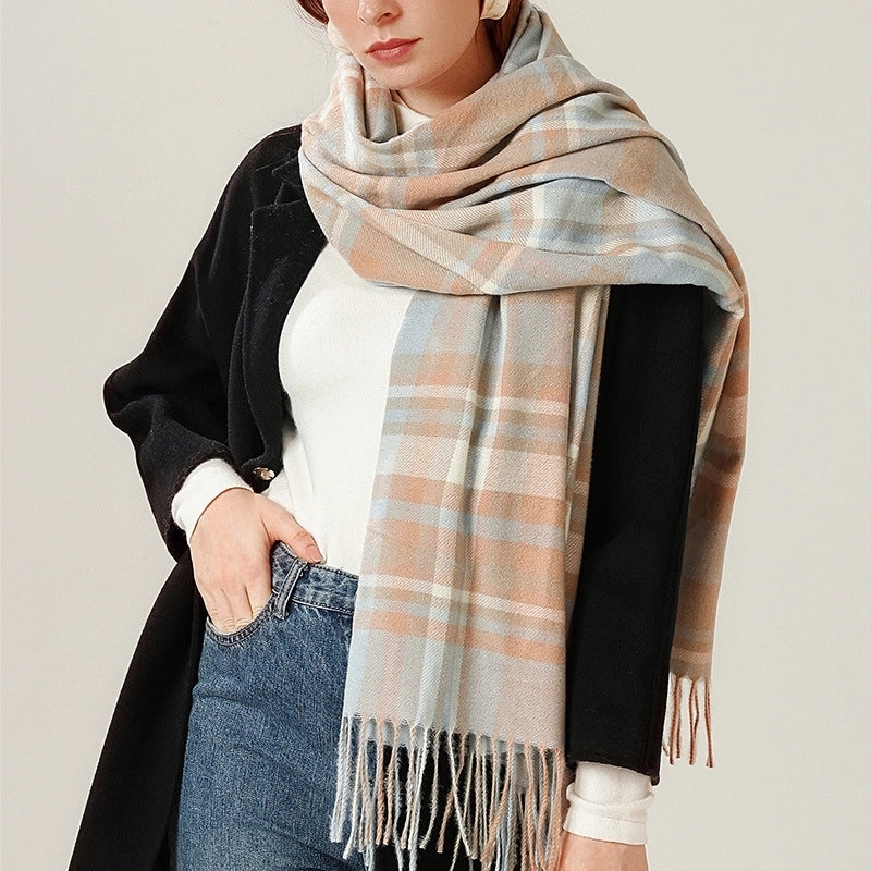Scarf Women's College Style Simple Imitation Cashmere Scarf Women's Autumn And Winter New Knitted Warm Shawl A Generation Of Hair