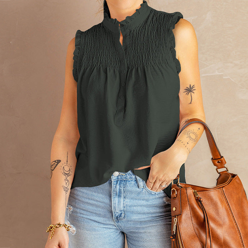 Ruffle Neck Casual Vest(7 colors)