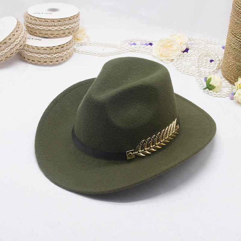 New Ethnic Style Tibetan Western Cowboy Hat Topper Hat Autumn And Winter Men's And Women's Felt Hat Edge Jazz Hat Fashion