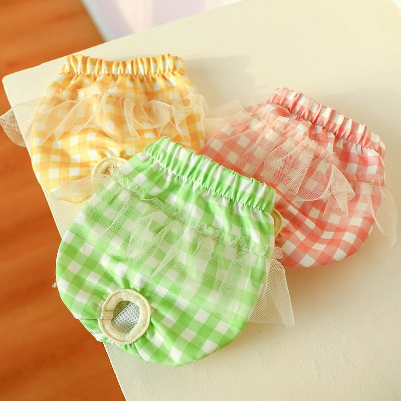 Pet Dog Menstrual Teddy Anti-harassment Physiological Pants Pet Supplies Menstrual Pants Plaid Physiological Pants