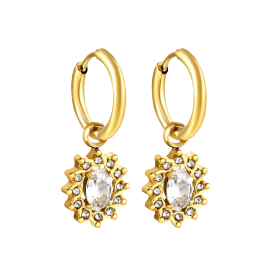 Dangled diamond hoops - Gold