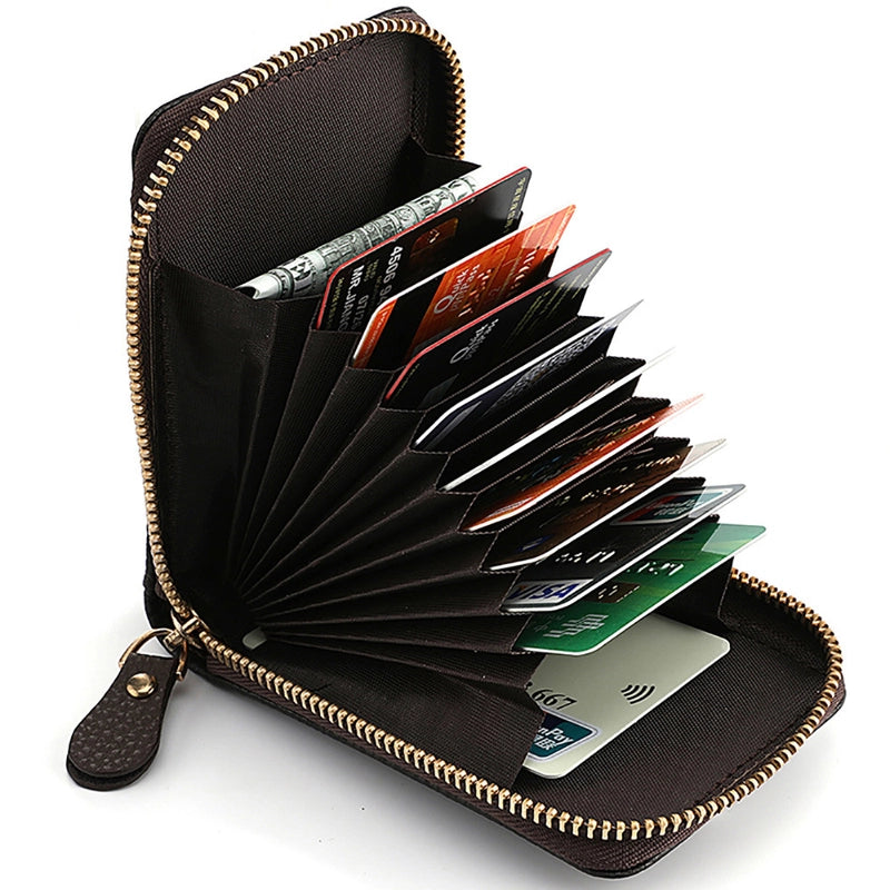 Unisex Solid Color Pu Leather Zipper Card Holders