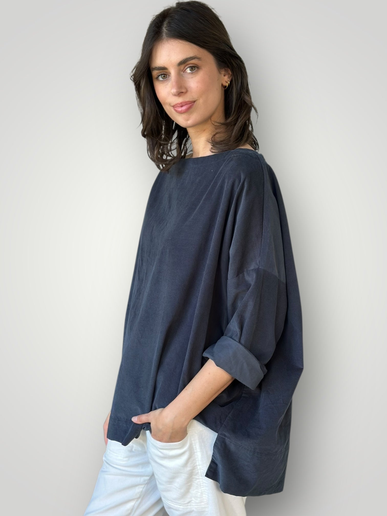 avril top - charcoal cord