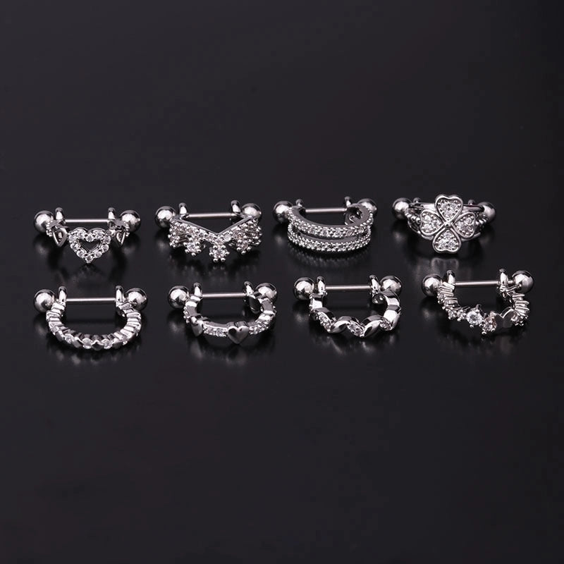 Ear Cartilage Rings & Studs Fashion Crown Copper Plating Artificial Gemstones