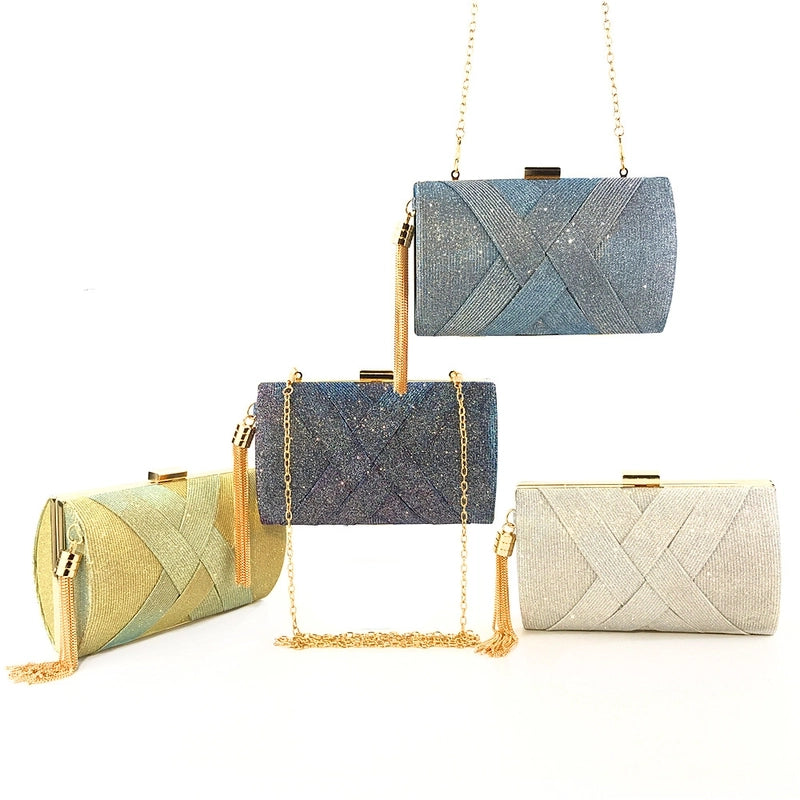 Satin Solid Color Tassel Square Evening Bags