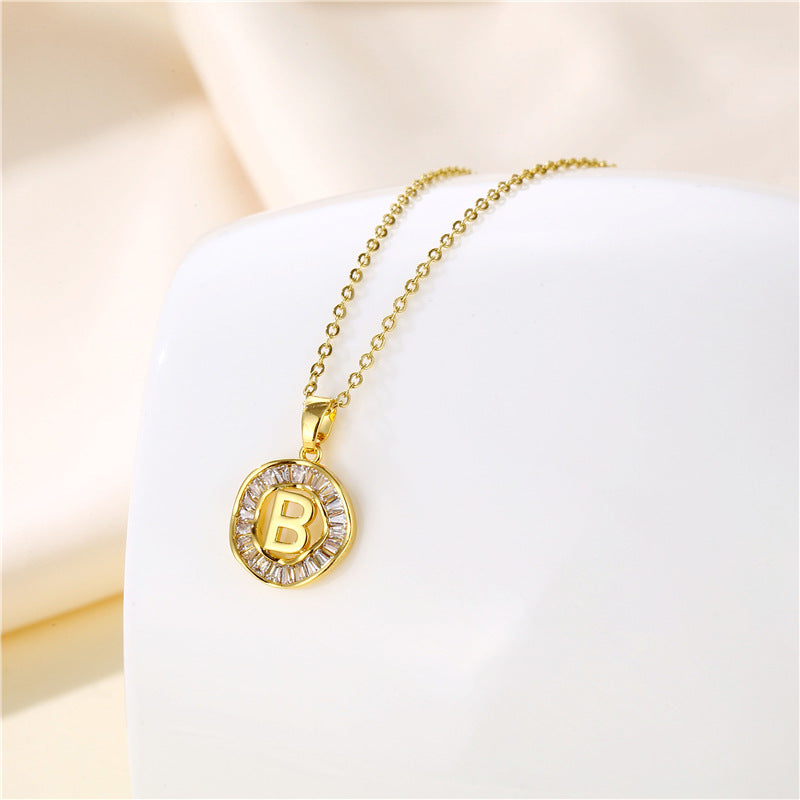 Natural Letter Text Number Stainless Steel Electroplating Necklaces