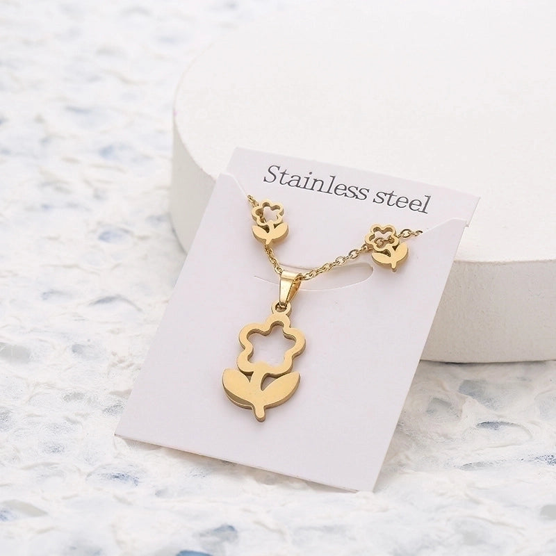 5 Pieces 2 Pieces Minimalist Star Cat Butterfly Stainless Steel Women's Jewelry Set