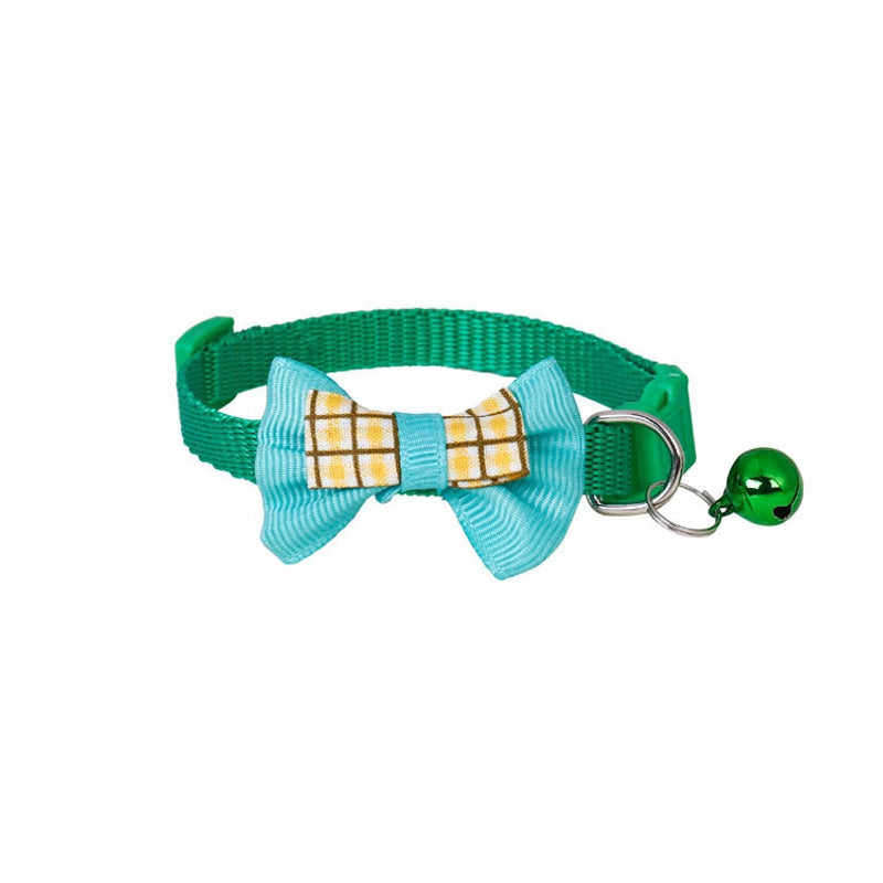 Cute PP PVC Plaid Bow Knot Pet Collar