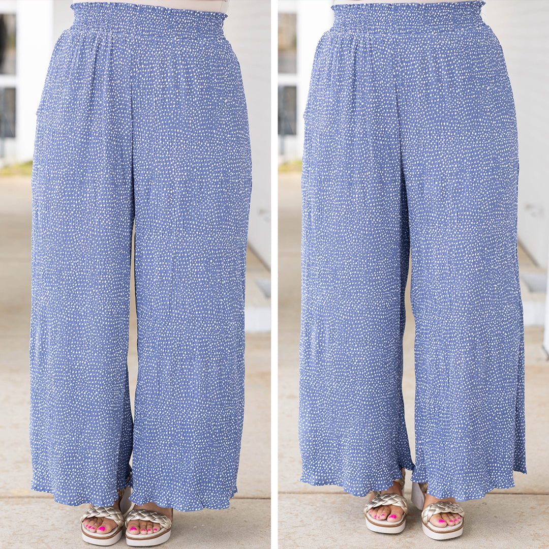 Cute And Comfortable Pants. Blue Dotted