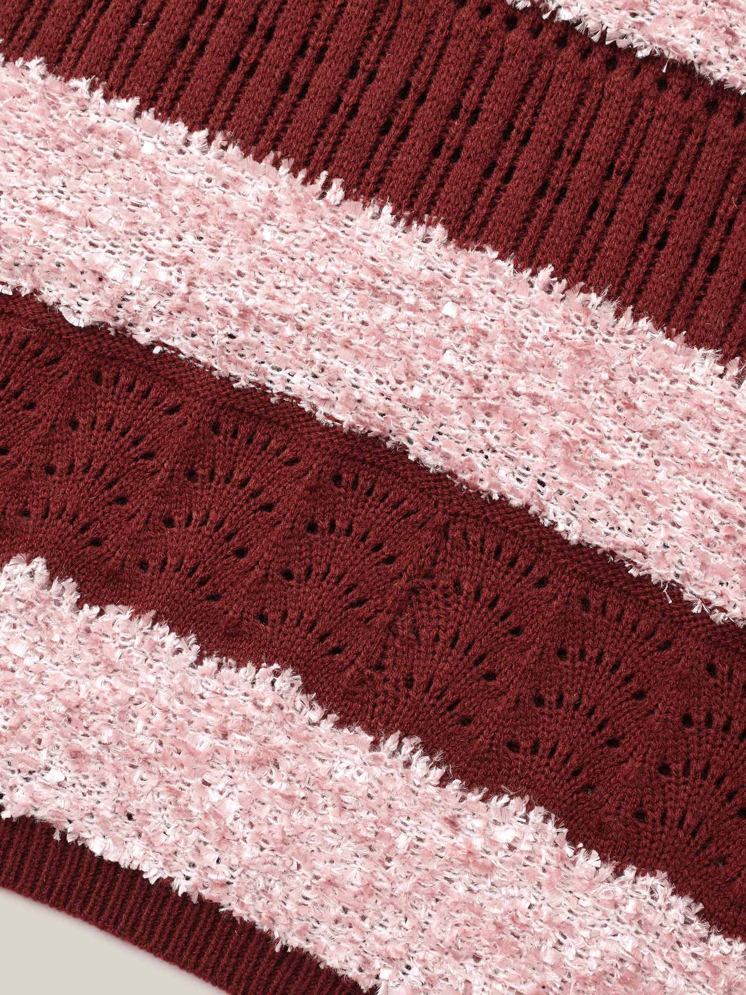Striped Color-Block Textured Pullover