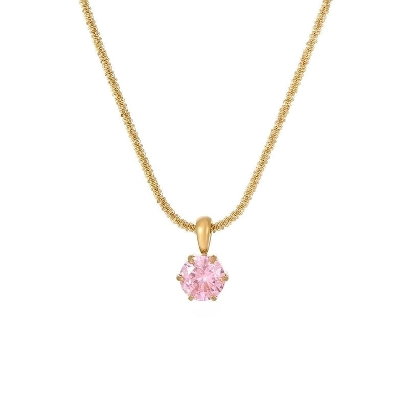 2 Pieces Classic Style Solid Color 304 Stainless Steel Zircon White Gold Plated Gold Plated Inlay Pendant Necklace