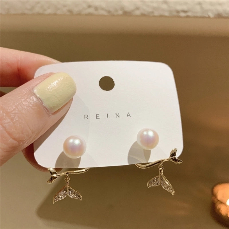 1 Pair Fashion Star Flower Imitation Pearl Alloy Inlay Rhinestones Women's Earrings