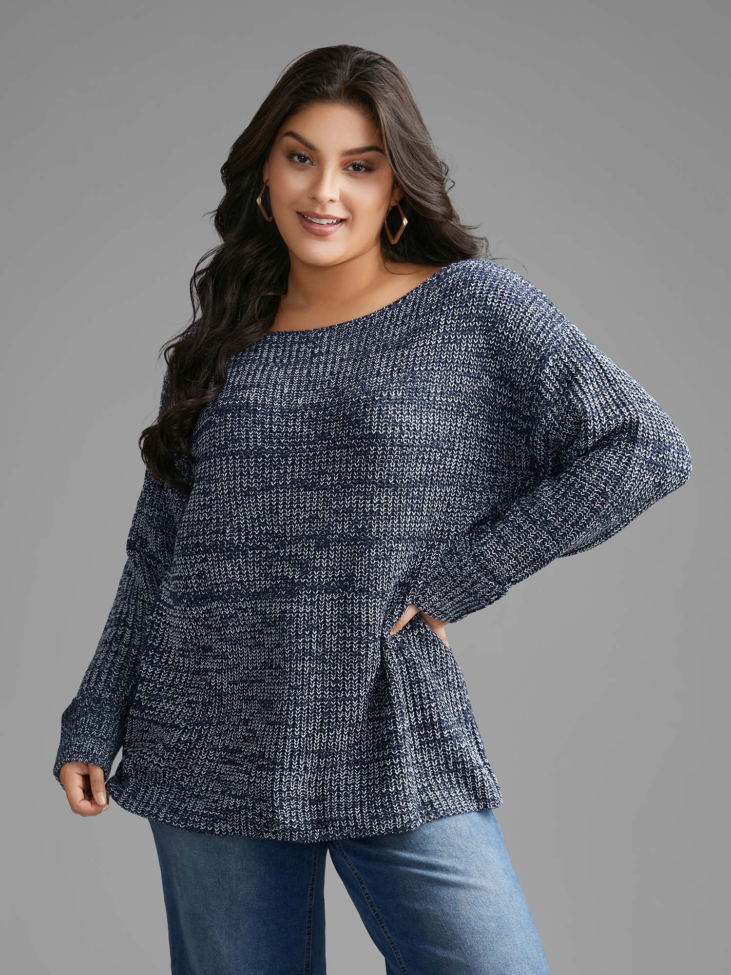 Heather Boat Neck Drop Shoulder Sleeve Pullover