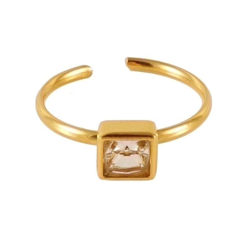 Casual Cute Square Heart Shape Flower 304 Stainless Steel Zircon 18K Gold Plated Plating Inlay Stainless Steel Rings