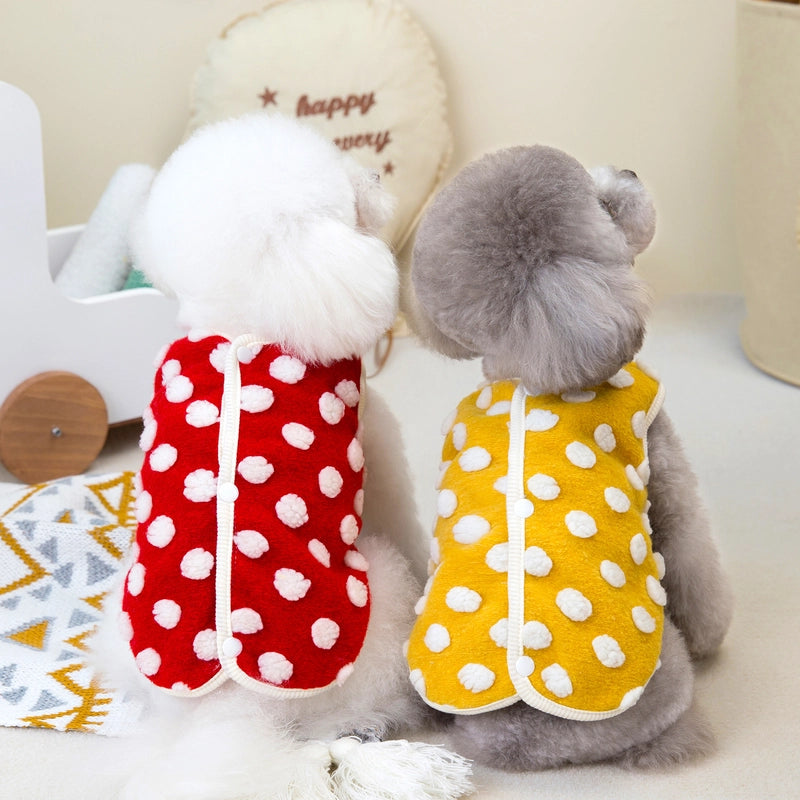 Minimalist Classic Style Plush Polka Dots Pet Clothing