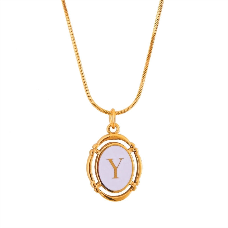 Stainless Steel Classic Style Stoving Varnish Plating Letter Pendant Necklace