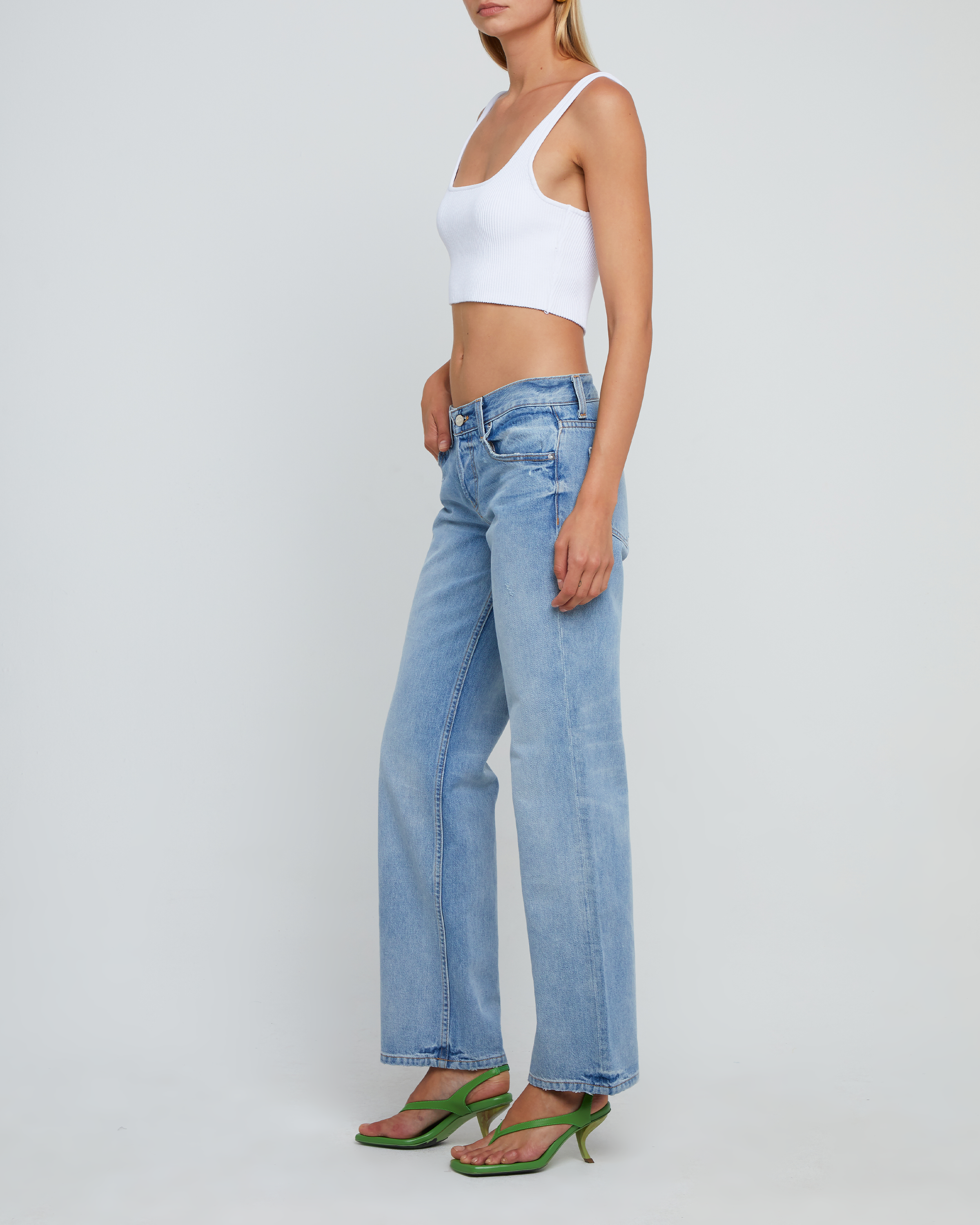 Sculpting Knit Squareneck Cropped Tank