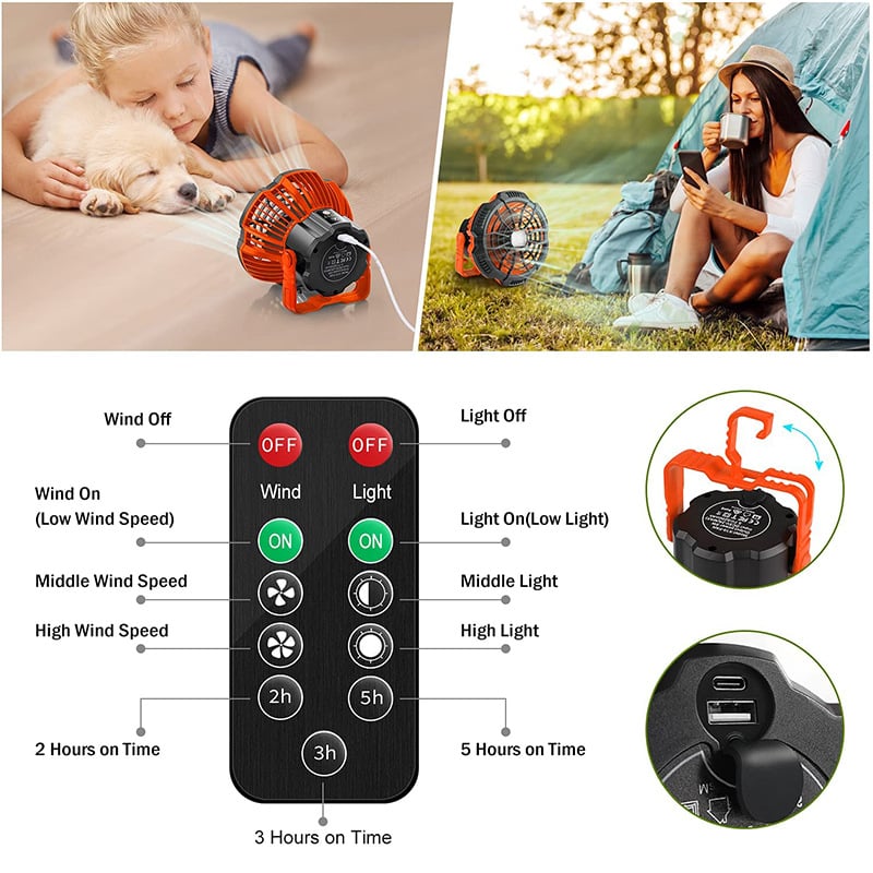 💥Promotion 49% OFF🔥Portable Camping Fan with LED Lantern🔥BUY 2 Free Shipping