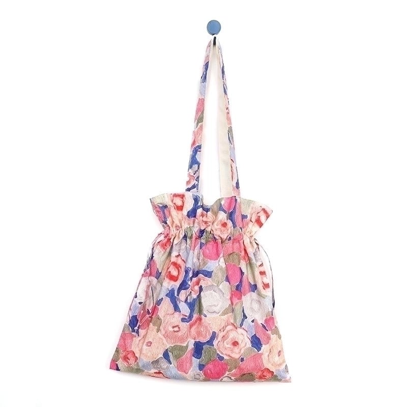 Women's Medium Canvas Cotton Oil Painting Vintage Style Square String Canvas Bag