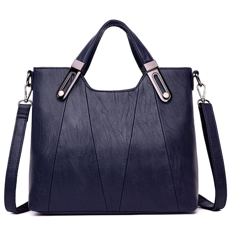 Women's Medium Leather Solid Color Vintage Style Square Zipper Tote Bag