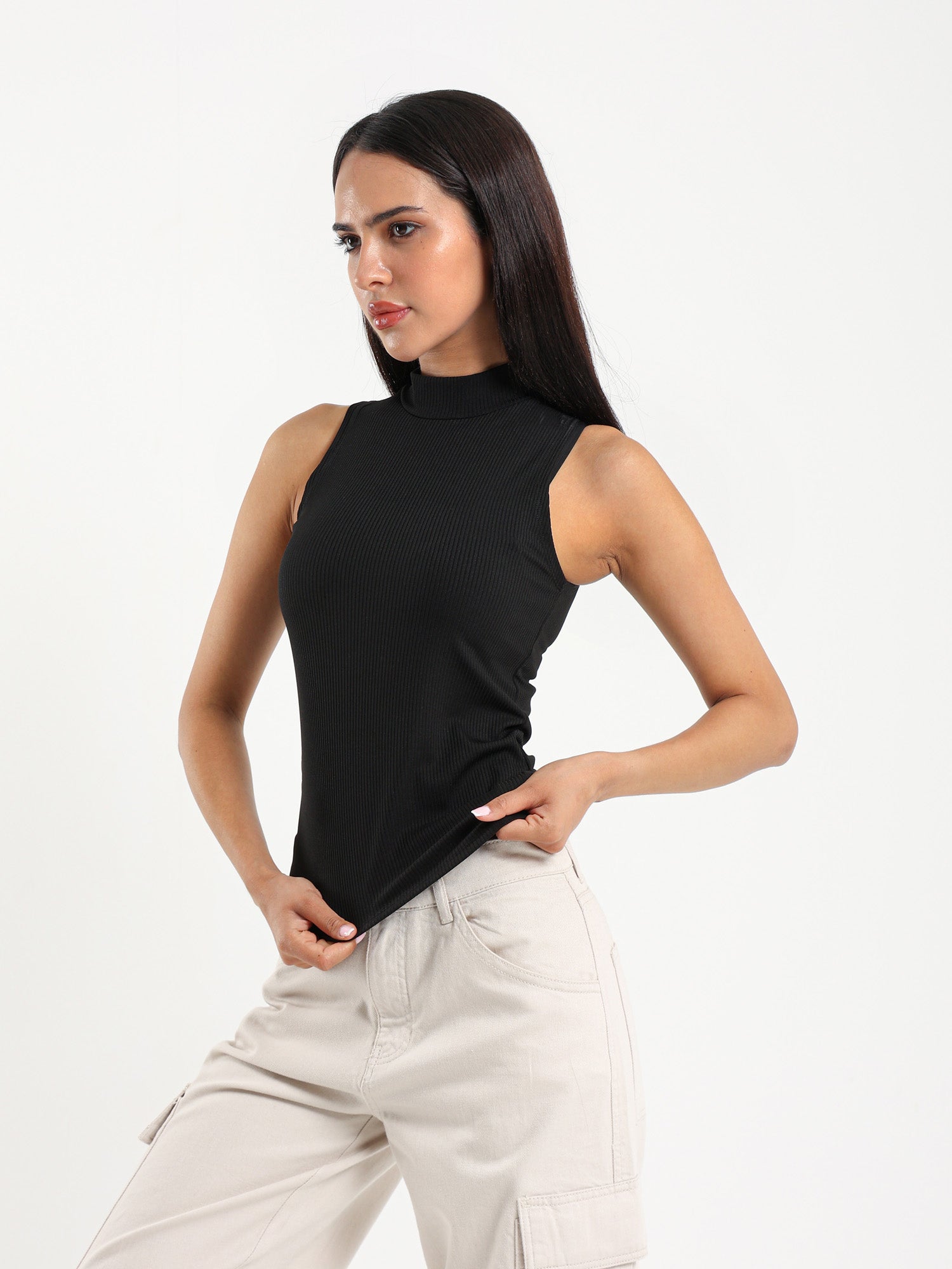 Sleeveless Mock-Neck Top
