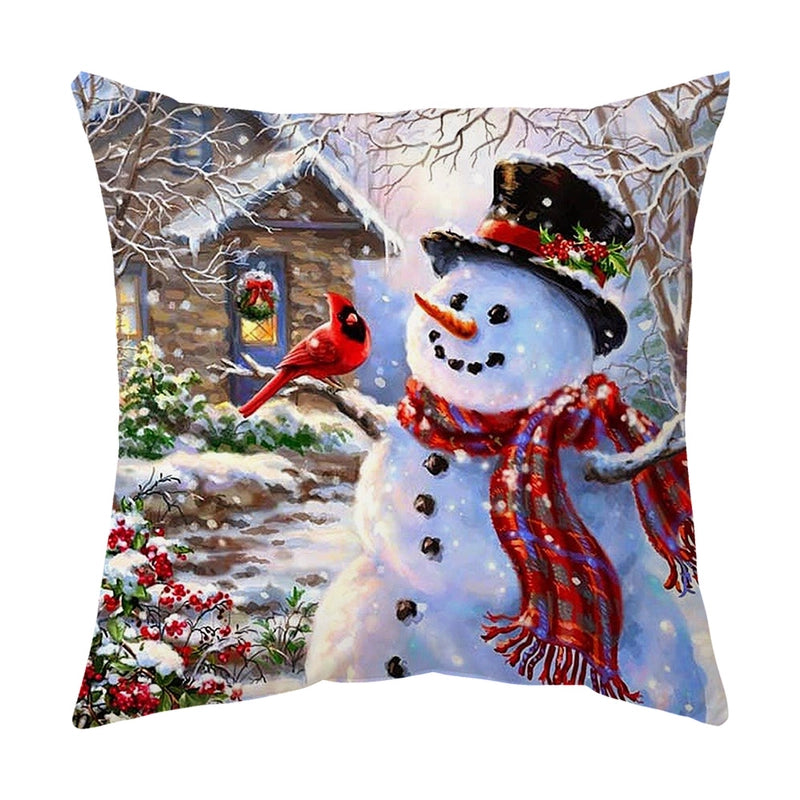 Cute Snowman Short Plush Pillow Cases