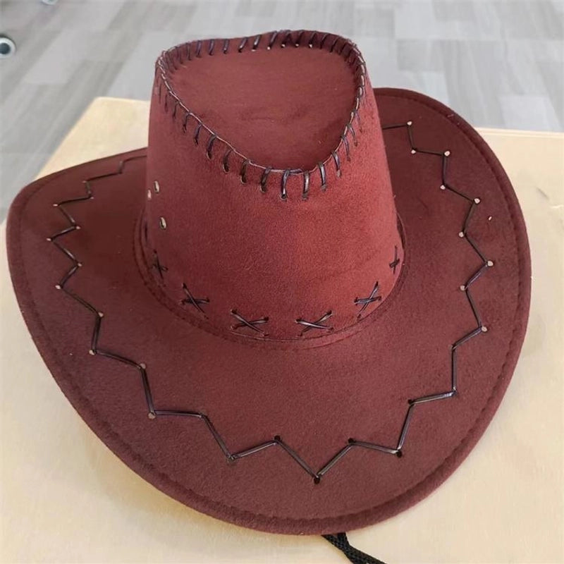 New Fashion Chicken Skin Deerskin Velvet Knight Western Cowboy Hat Camouflage Cloth Hat Travel Sun Hat Straw Hat