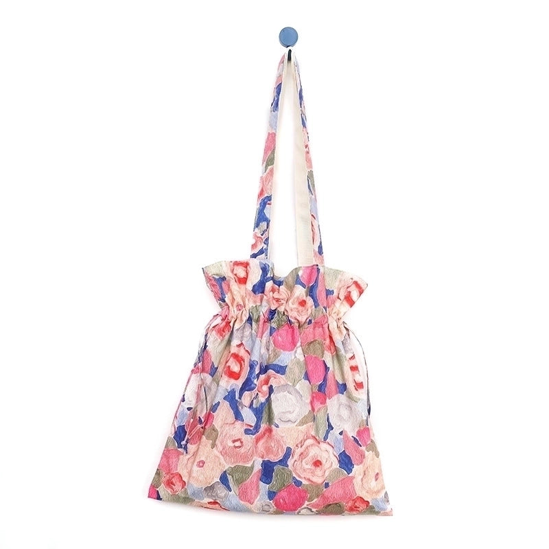Women's Medium Canvas Cotton Oil Painting Vintage Style Square String Canvas Bag