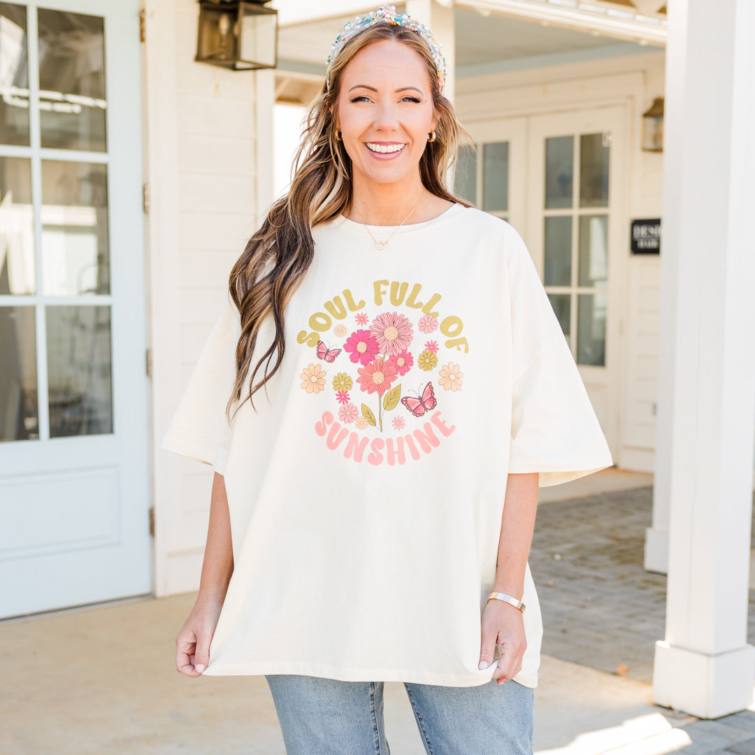 Soulful Sunshine Boyfriend Tee. Ivory