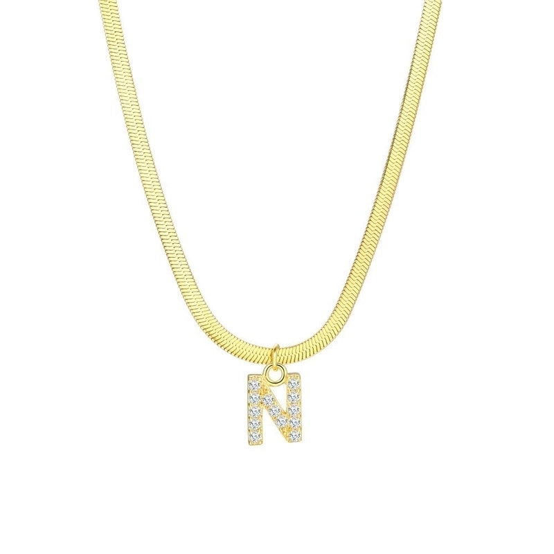Minimalist Classic Style Letter Copper Inlay Zircon Pendant Necklace