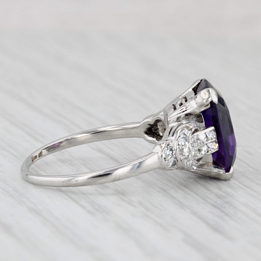 4.05ctw Cushion Amethyst Diamond Ring Platinum Size 7.5