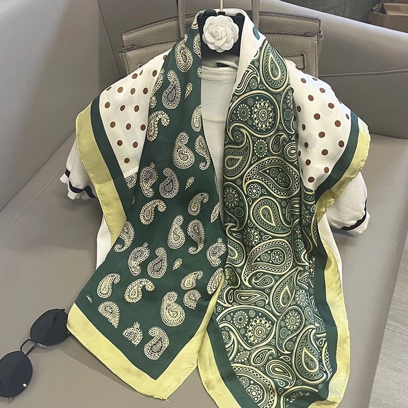 Women's Elegant Vacation Stripe Flower Polyester Silk Scarf