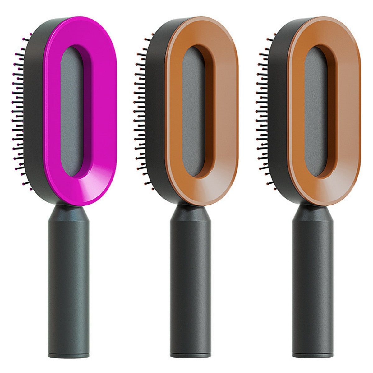 Self-cleaning hairbrush for women. One-button cleaning airbag to prevent hair loss