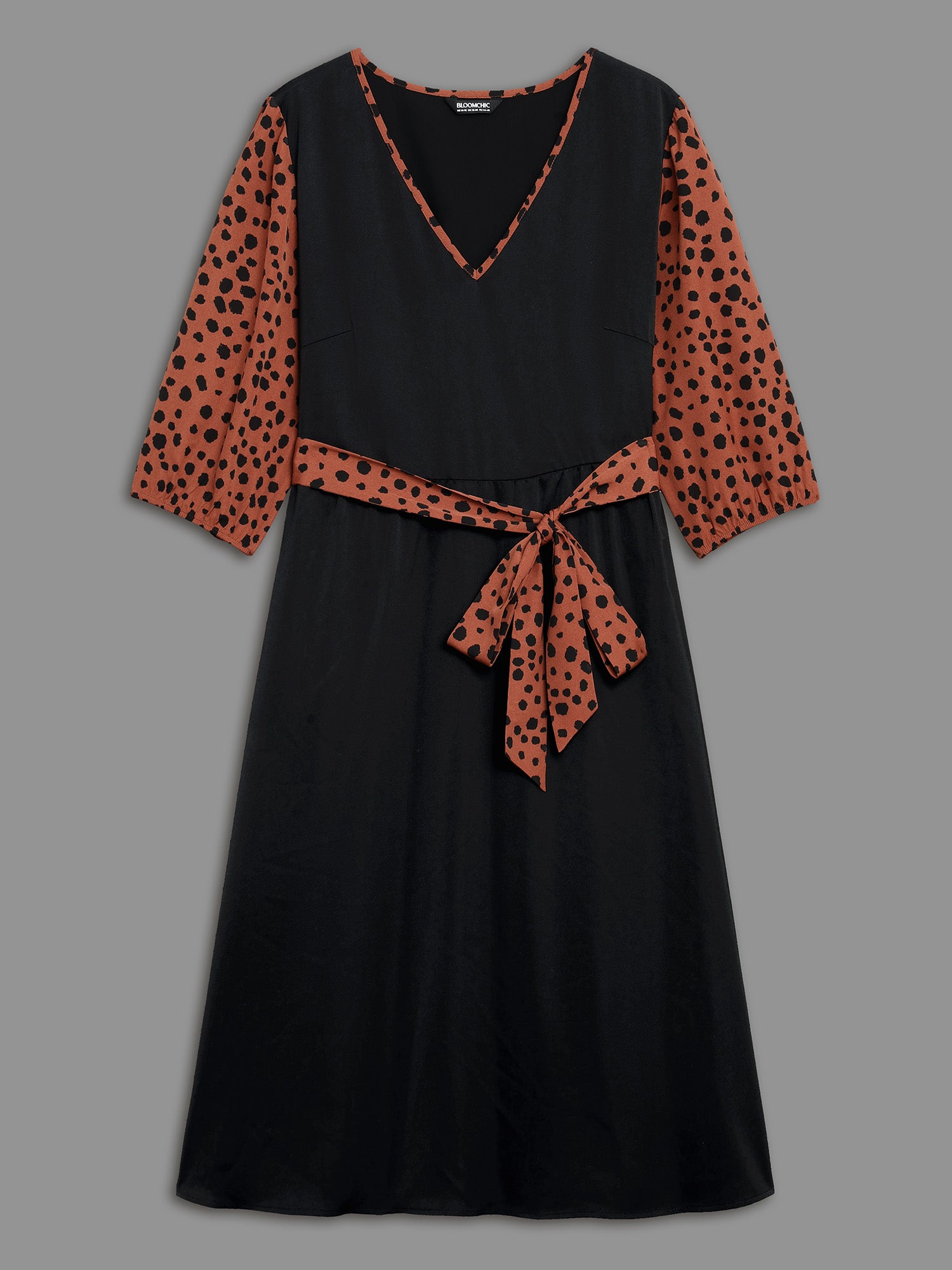 V Neck Polka Dot Color contrast Dress