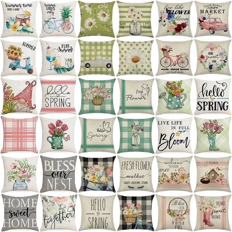 Pastoral Plant Flower Linen Pillow Cases