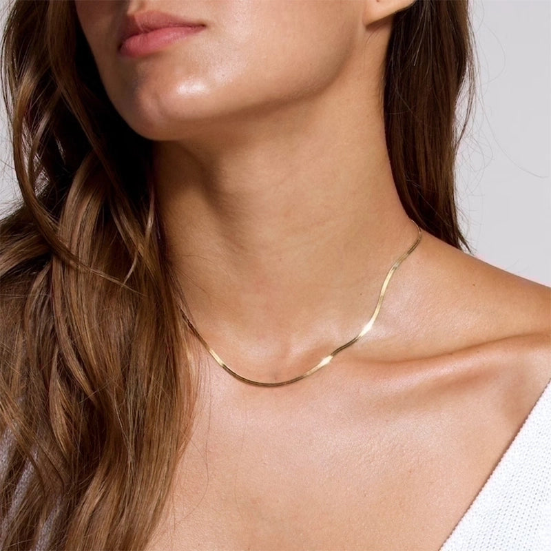 304 Stainless Steel 18K Gold Plated Streetwear Plating Metal Solid Color Sweater Chain Necklace