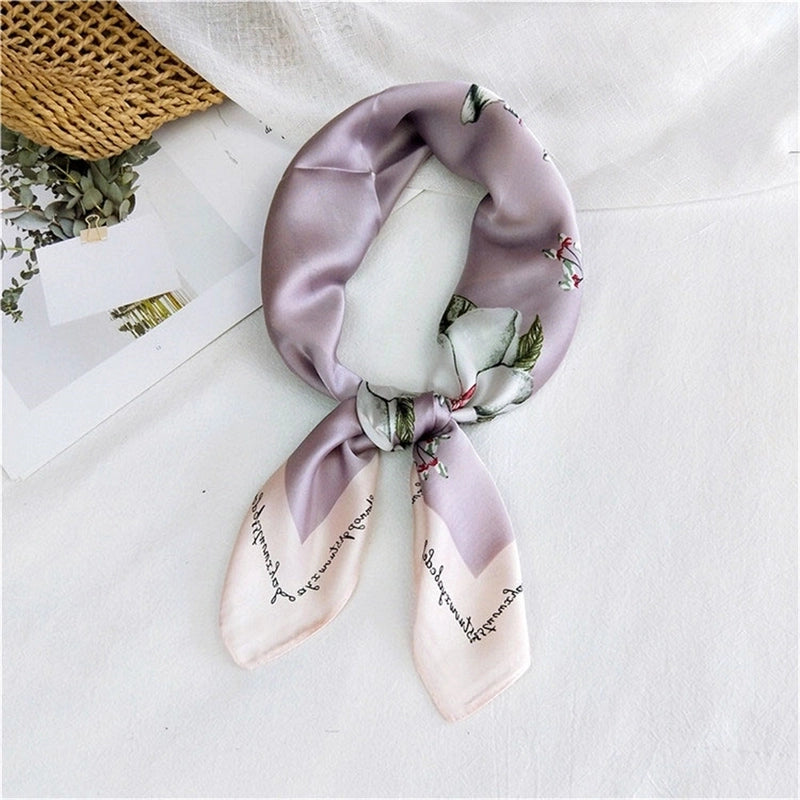 Women's Minimalist Printing Satin Silk Scarf