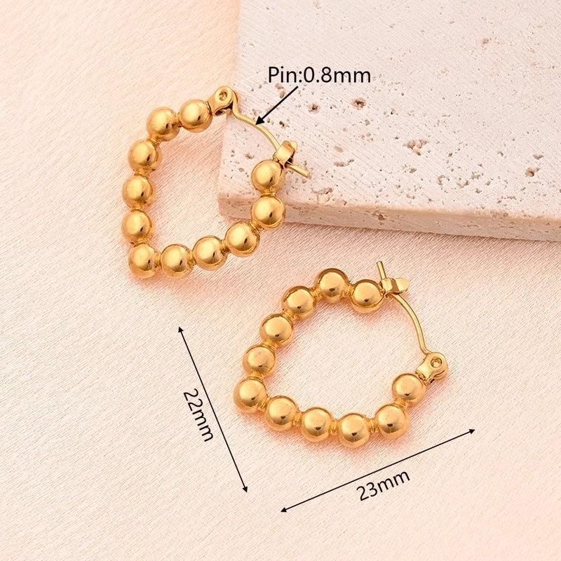 1 Pair/Package Casual Vintage Style Minimalist Geometric Heart Shape Solid Color Irregular Polishing Plating 304 Stainless Steel 18K Gold Plated Earrings